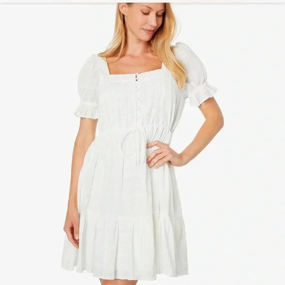 Madewell Puff-Sleeve Drawstring Mini Dress - Picture 1 of 9